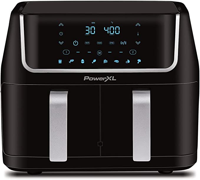 PowerXL Vortex 10-qt best Dual Basket Air Fryer with two zone cooking
