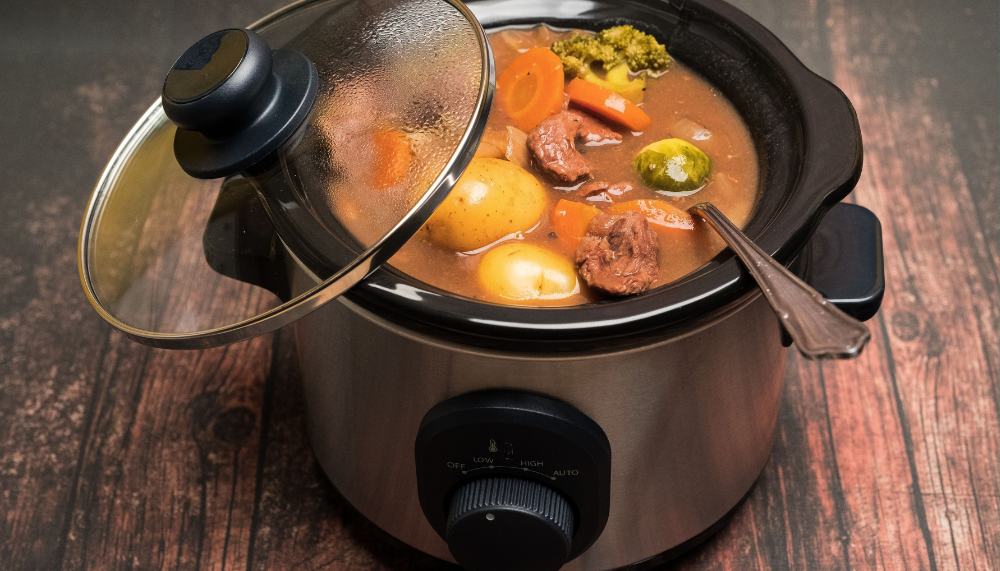 beef casserole cooked in a slow cooker