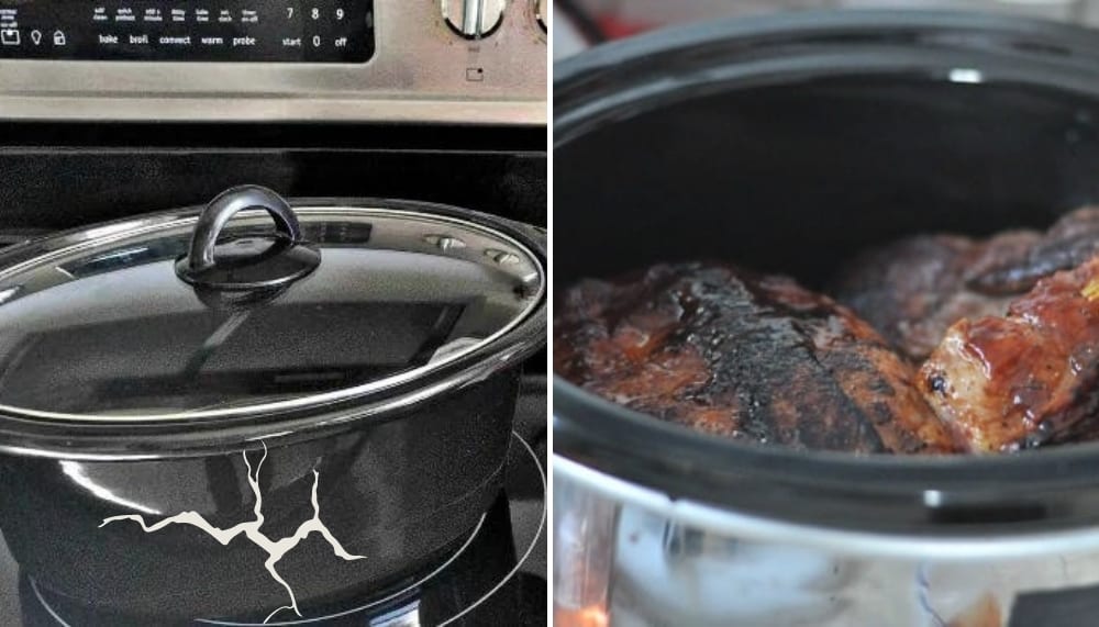 burnt food and cracked cooker