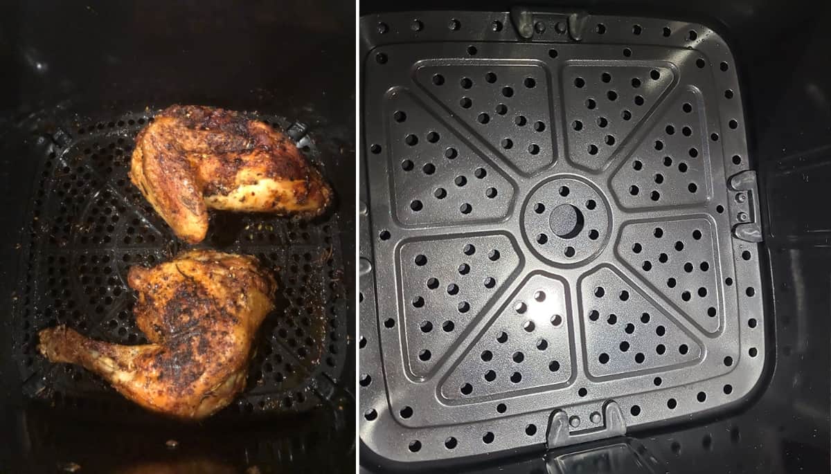 cooking chicken in non toxic ceramic basket of Paula Deen
