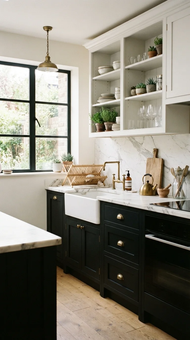 Industrial Style Black Kitchen Cabinets